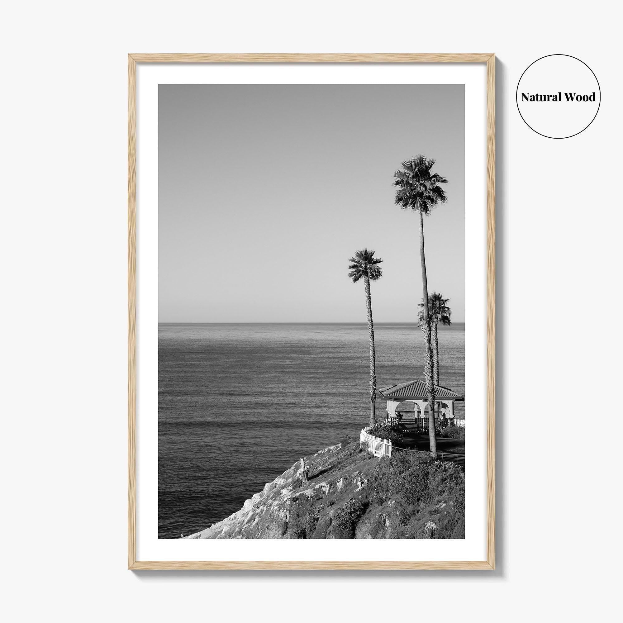 Pismo Beach Black and White Fine Art Photo Print, Shore Cliff Gazebo, California Poster
