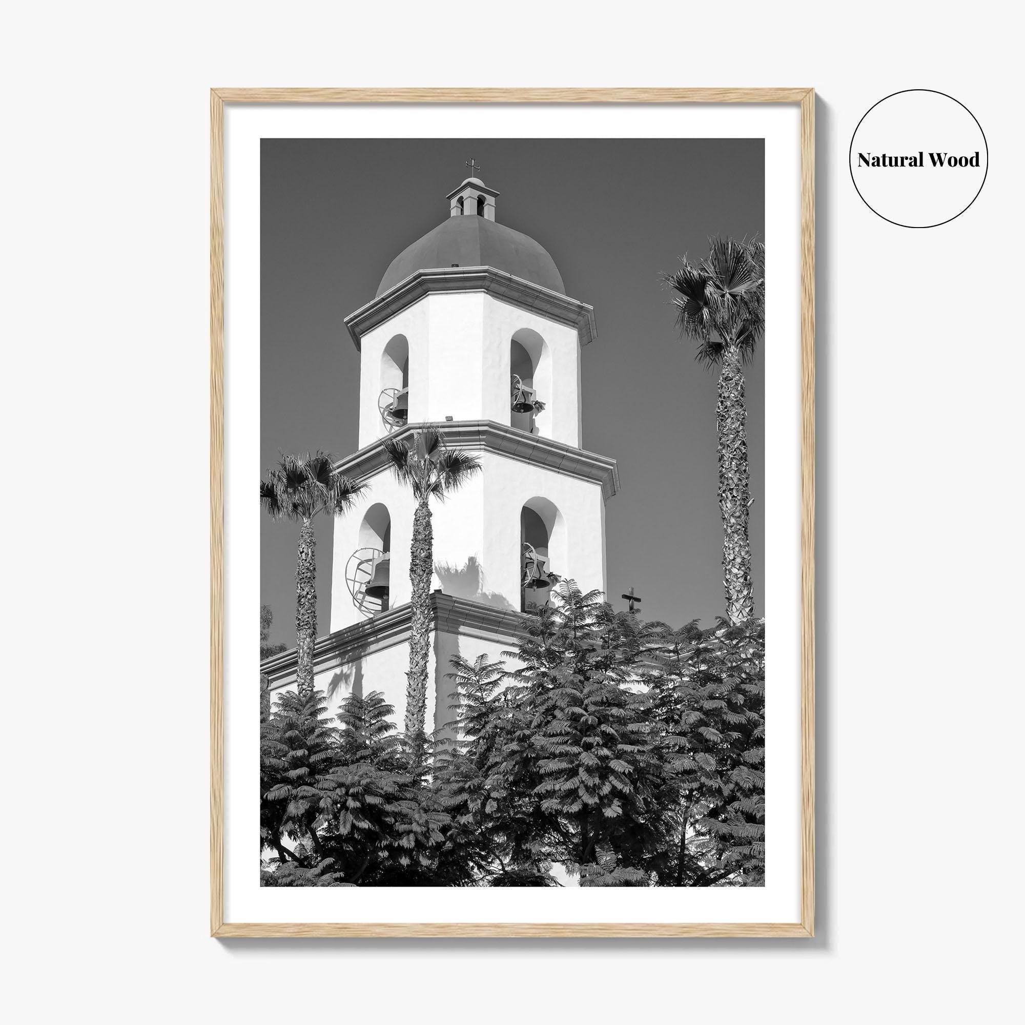 Mission San Juan Capistrano Black and White Fine Art Photo Print, California Basilica Poster