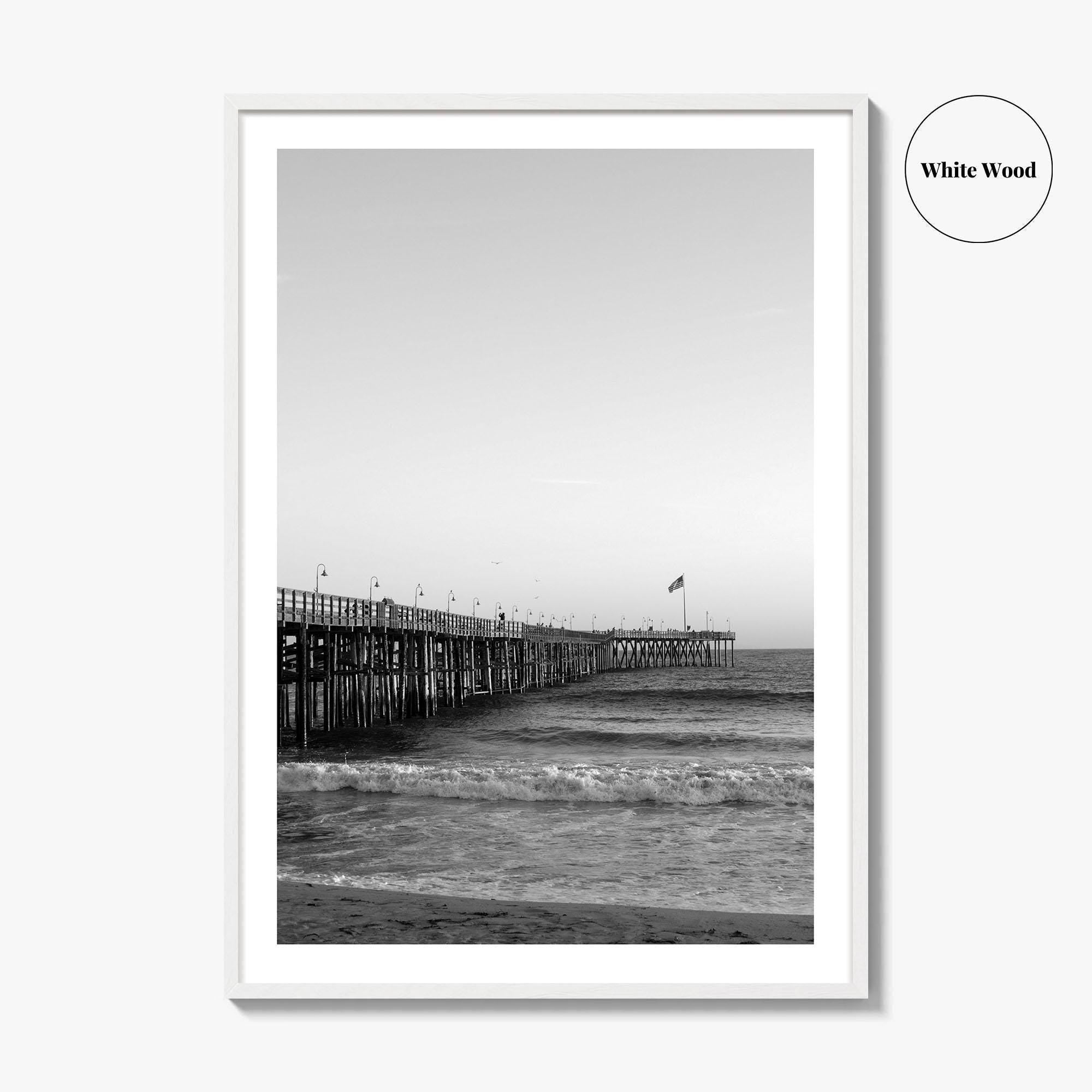 Ventura Black and White Fine Art Photo Print, San Buenaventura, California, USA, Pier, Poster
