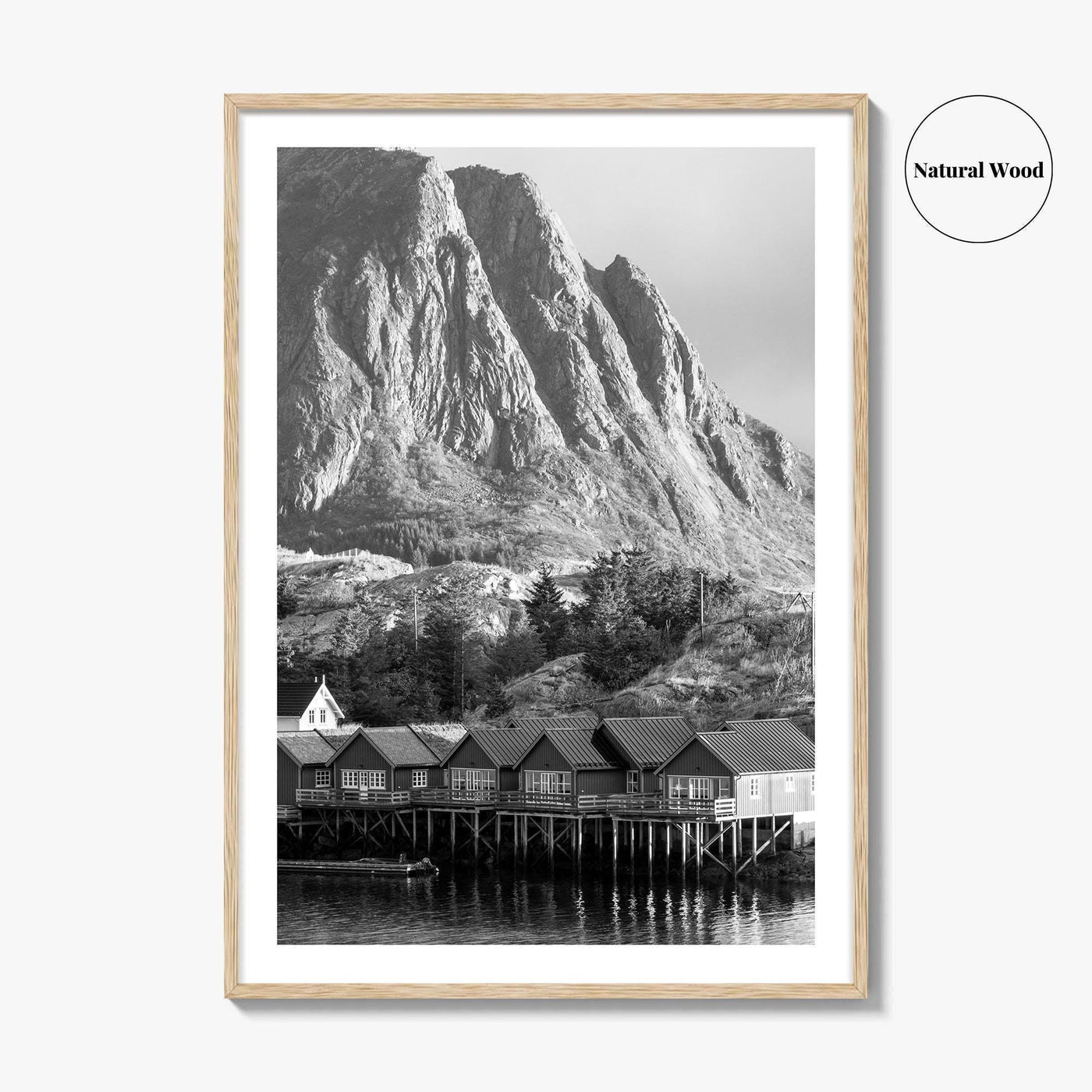 Hamnoy Norway Black and White Fine Art Photo Print, Lofoten Islands, Reine, Moskenes Poster