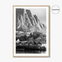 Hamnoy Norway Black and White Fine Art Photo Print, Lofoten Islands, Reine, Moskenes Poster
