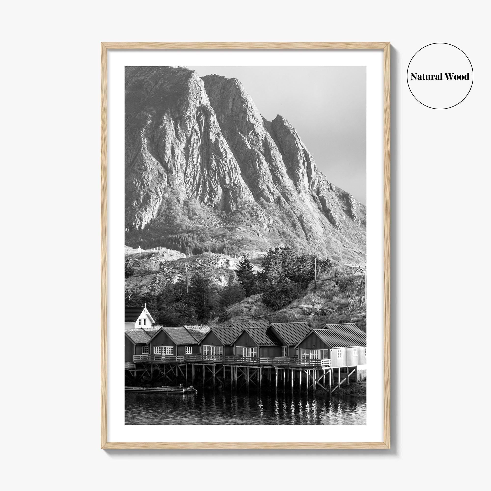 Hamnoy Norway Black and White Fine Art Photo Print, Lofoten Islands, Reine, Moskenes Poster
