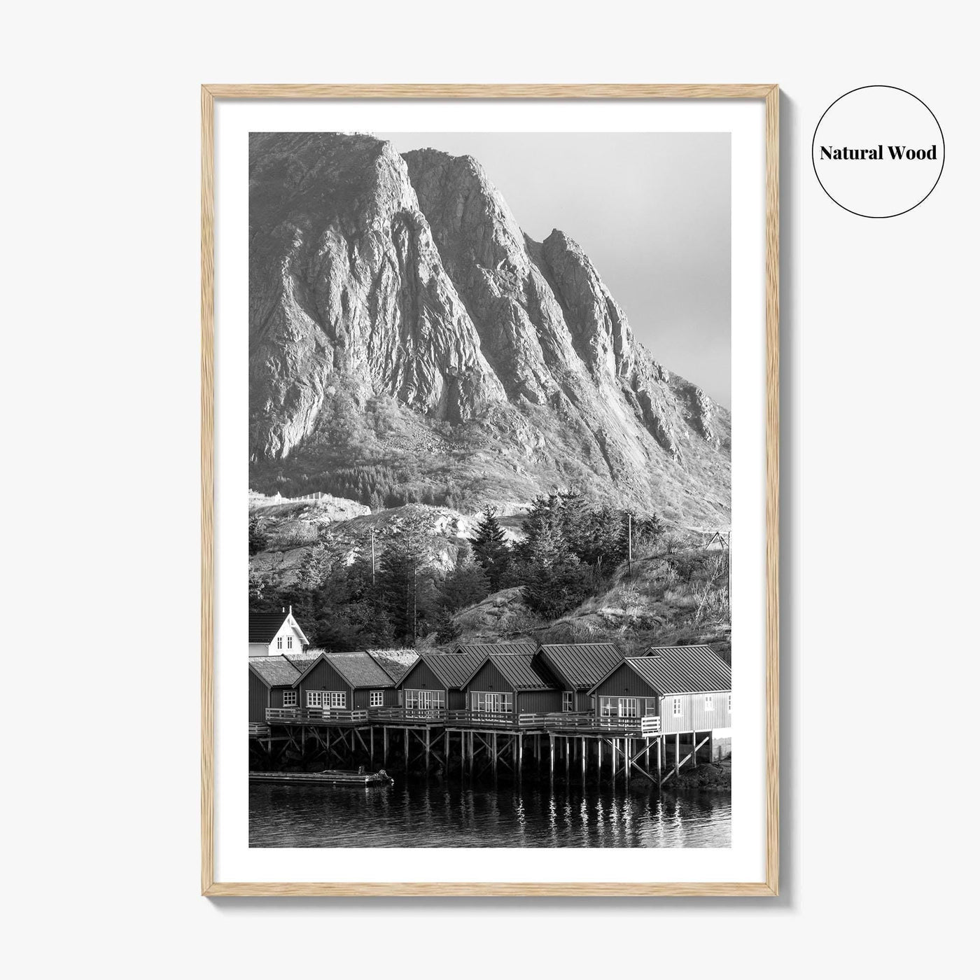 Hamnoy Norway Black and White Fine Art Photo Print, Lofoten Islands, Reine, Moskenes Poster