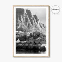 Hamnoy Norway Black and White Fine Art Photo Print, Lofoten Islands, Reine, Moskenes Poster