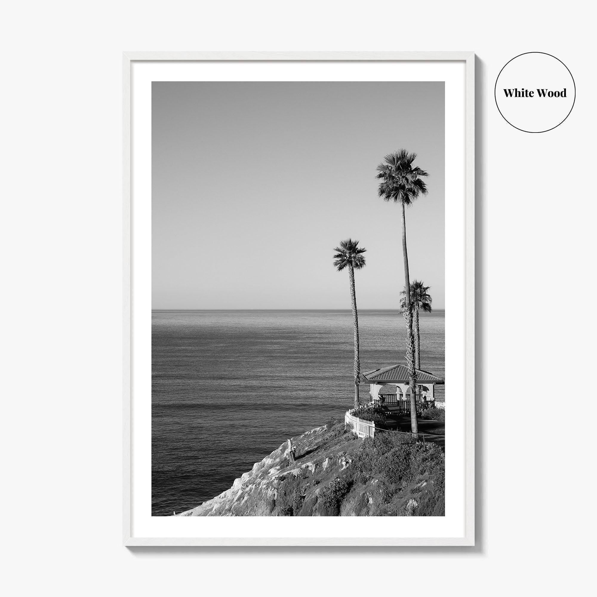 Pismo Beach Black and White Fine Art Photo Print, Shore Cliff Gazebo, California Poster