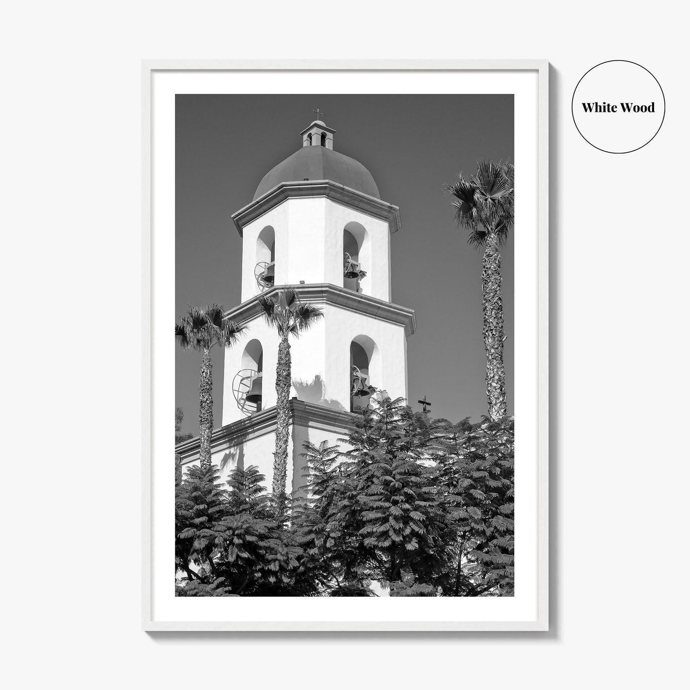 Mission San Juan Capistrano Black and White Fine Art Photo Print, California Basilica Poster