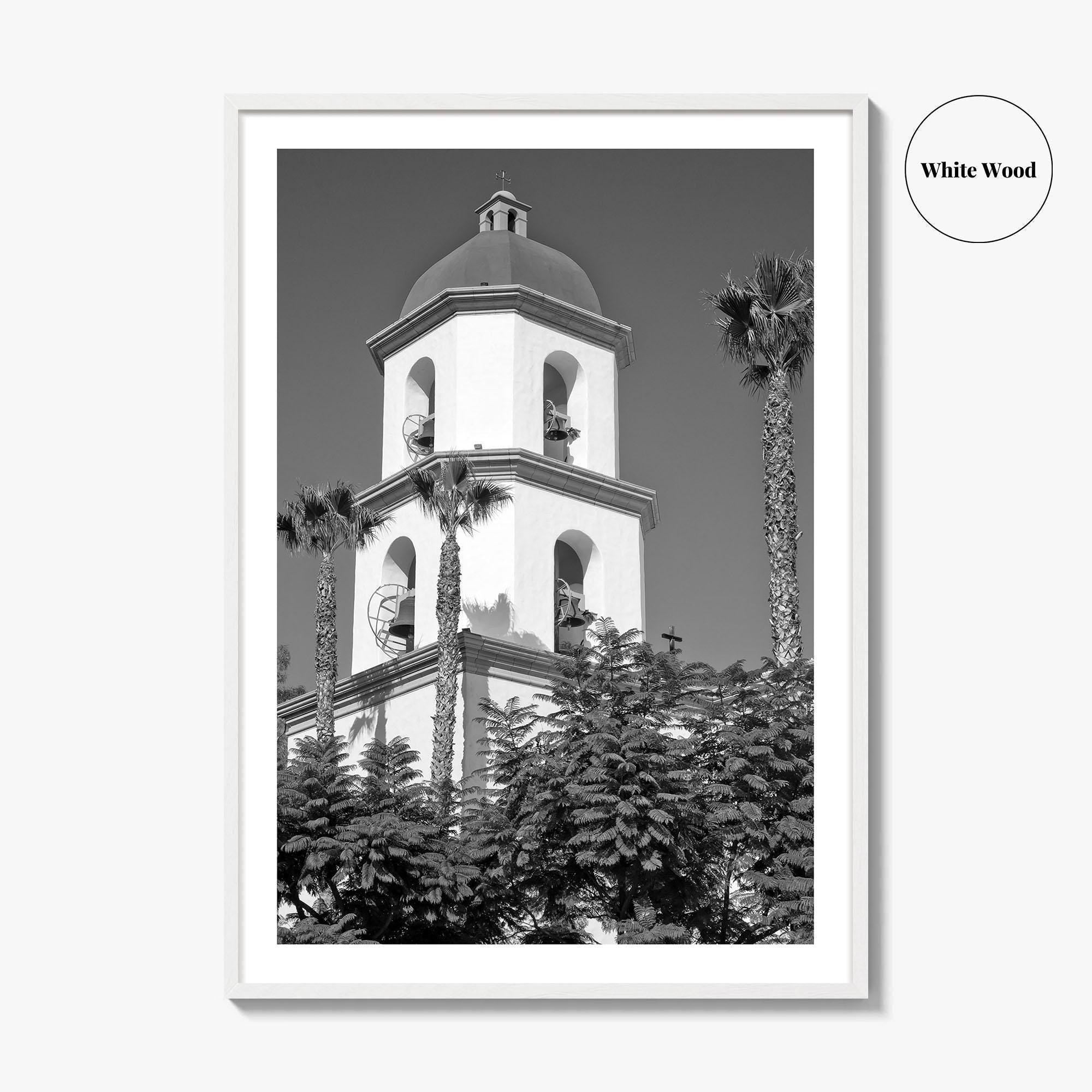 Mission San Juan Capistrano Black and White Fine Art Photo Print, California Basilica Poster