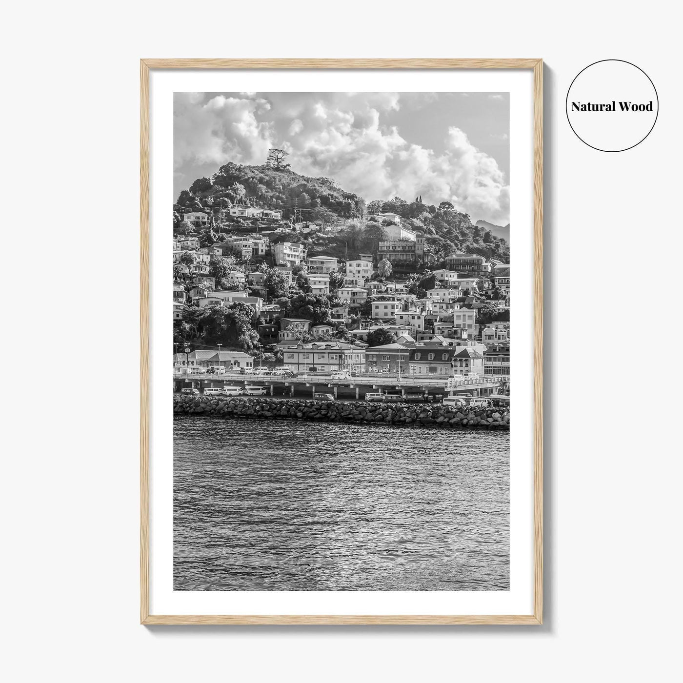 St George's Grenada Black and White Fine Art Photo Print, Caribbean Wall Poster