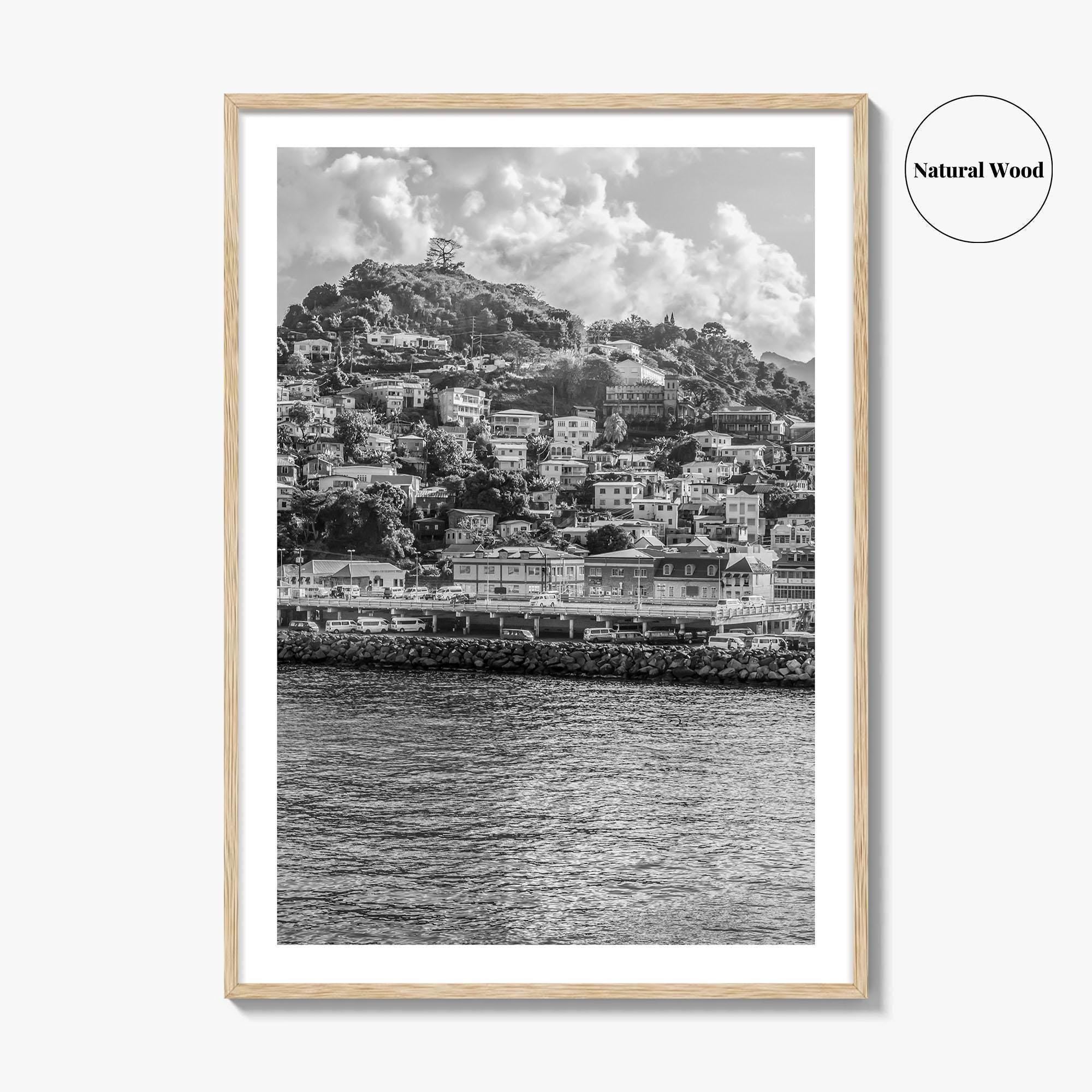 St George's Grenada Black and White Fine Art Photo Print, Caribbean Wall Poster