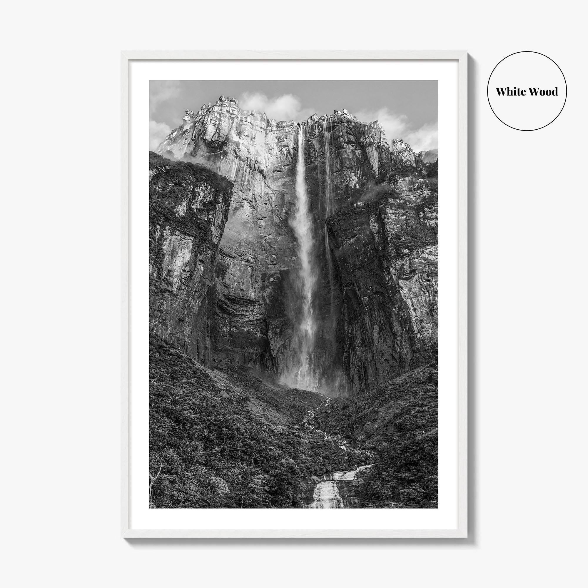Angel Falls Black and White Fine Art Photo Print, Salto Ángel Venezuela Waterfall Poster