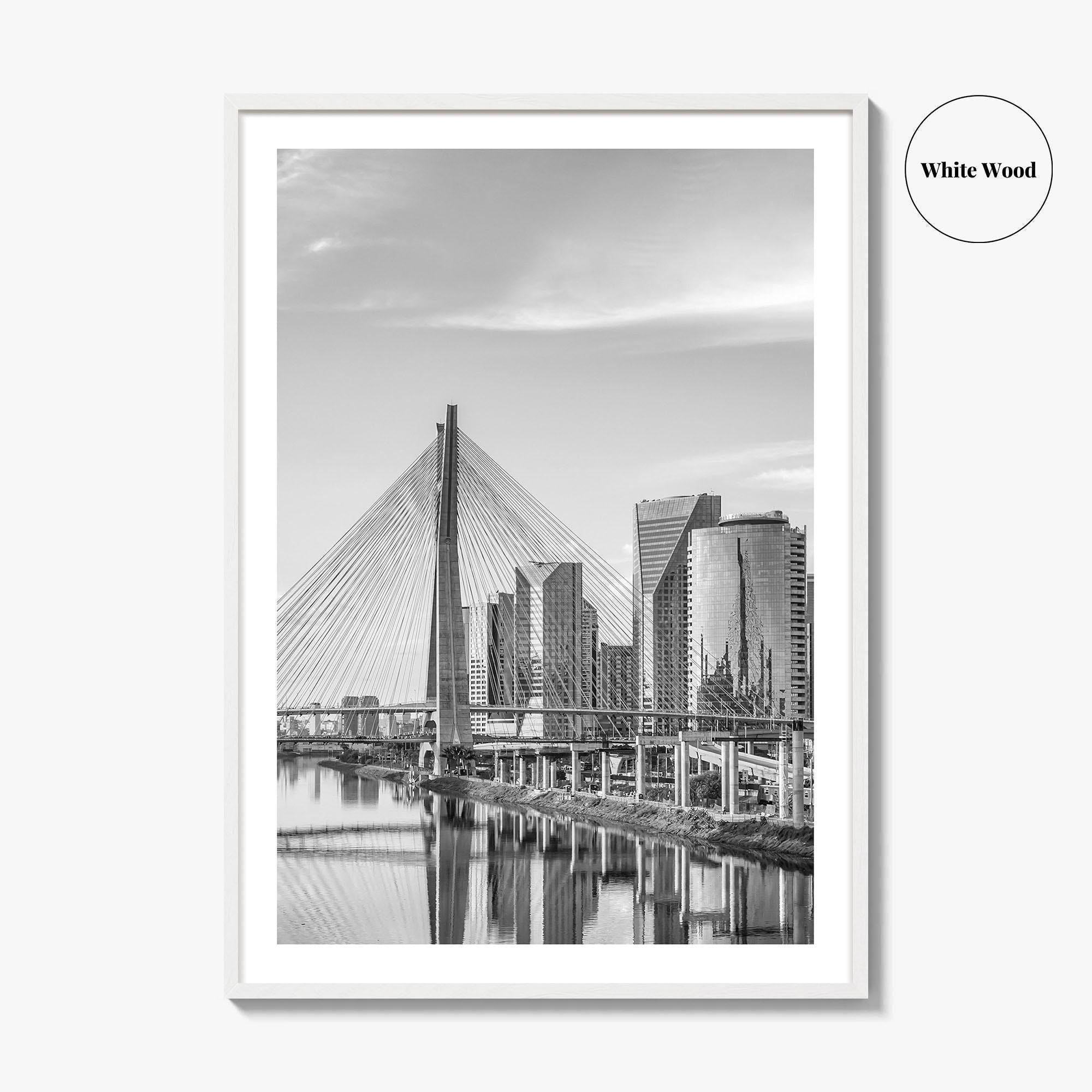Sao Paulo Black and White Fine Art Photo Print, Octavio Frias Bridge Brazil Poster