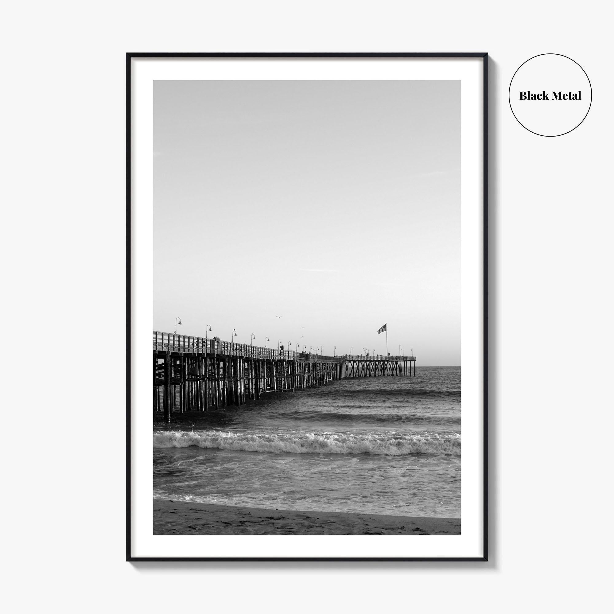 Ventura Black and White Fine Art Photo Print, San Buenaventura, California, USA, Pier, Poster