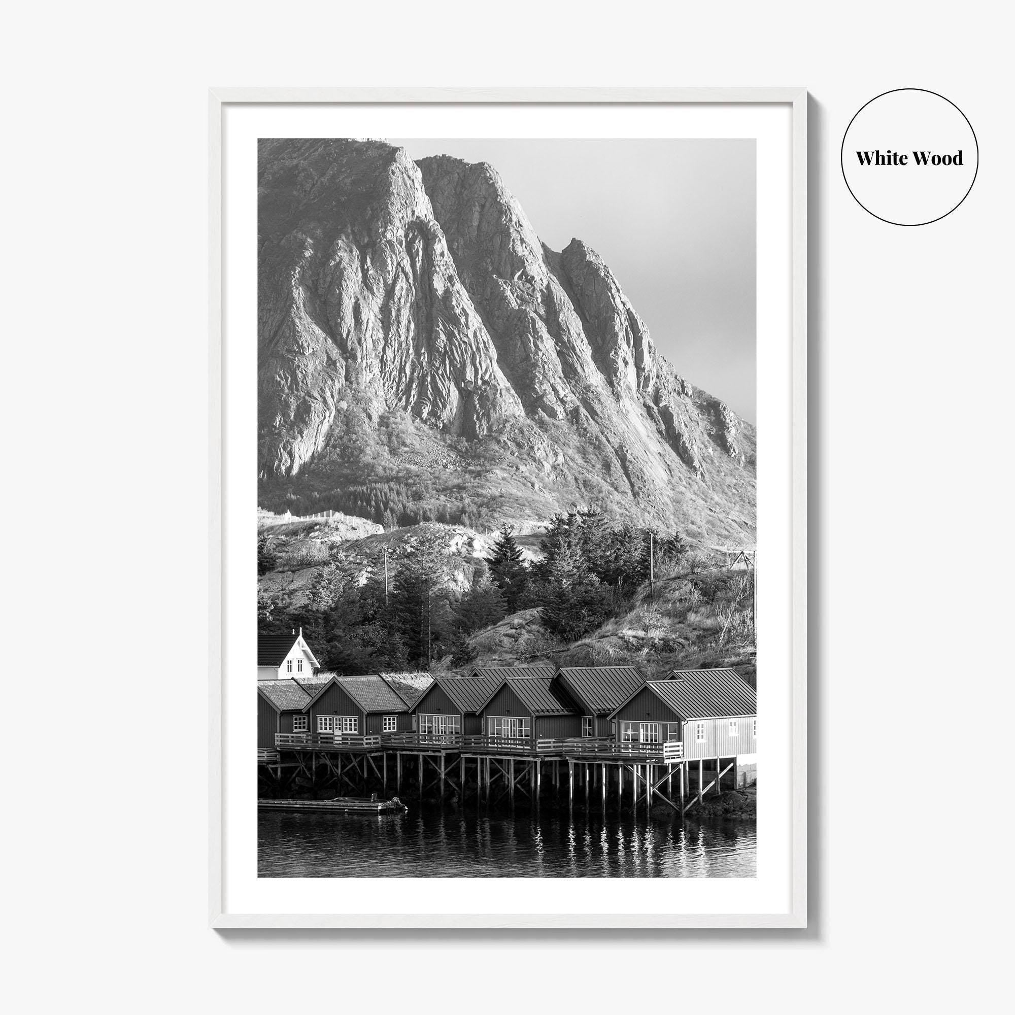 Hamnoy Norway Black and White Fine Art Photo Print, Lofoten Islands, Reine, Moskenes Poster