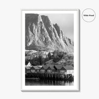 Hamnoy Norway Black and White Fine Art Photo Print, Lofoten Islands, Reine, Moskenes Poster