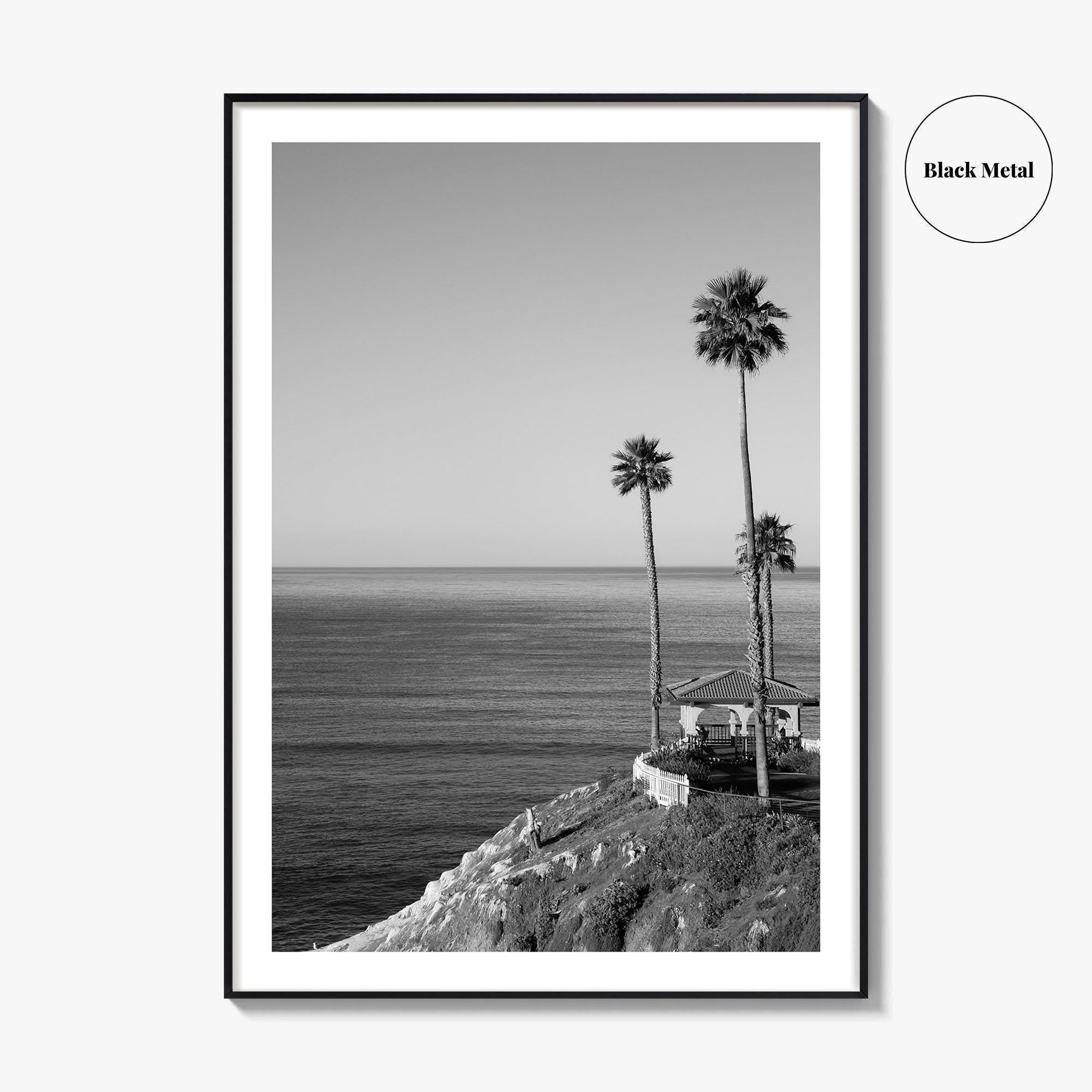Pismo Beach Black and White Fine Art Photo Print, Shore Cliff Gazebo, California Poster