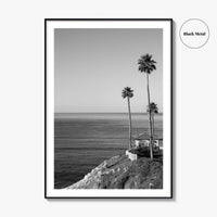 Pismo Beach Black and White Fine Art Photo Print, Shore Cliff Gazebo, California Poster