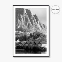 Hamnoy Norway Black and White Fine Art Photo Print, Lofoten Islands, Reine, Moskenes Poster