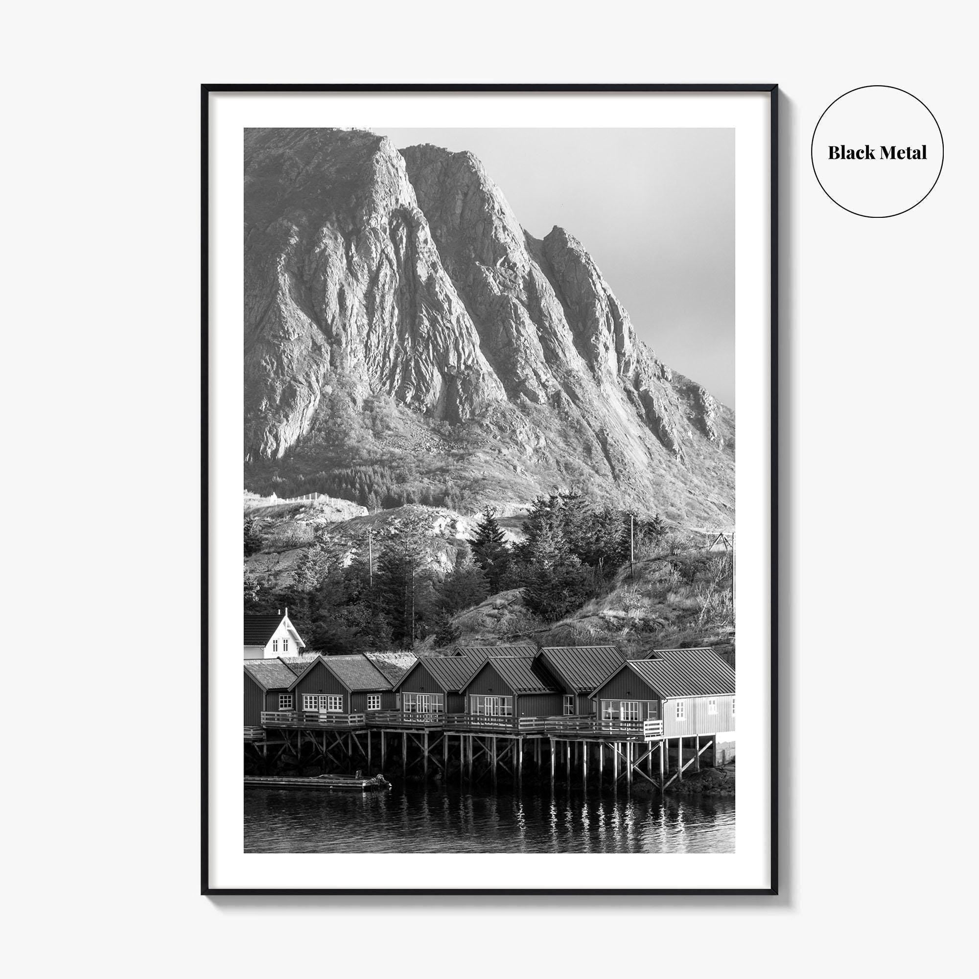 Hamnoy Norway Black and White Fine Art Photo Print, Lofoten Islands, Reine, Moskenes Poster