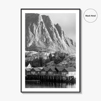 Hamnoy Norway Black and White Fine Art Photo Print, Lofoten Islands, Reine, Moskenes Poster