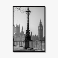 London Black and White Fine Art Photo Print, Big Ben Parliament England UK Poster