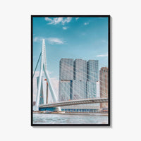 Rotterdam Fine Art Photo Print, Netherlands Wall Decor Poster, Erasmusbrug Swan Bridge, Harbor