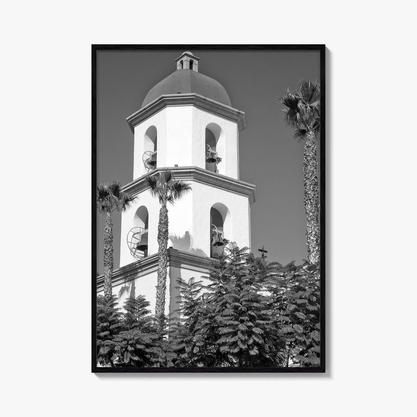 Mission San Juan Capistrano Black and White Fine Art Photo Print, California Basilica Poster