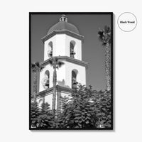 Mission San Juan Capistrano Black and White Fine Art Photo Print, California Basilica Poster