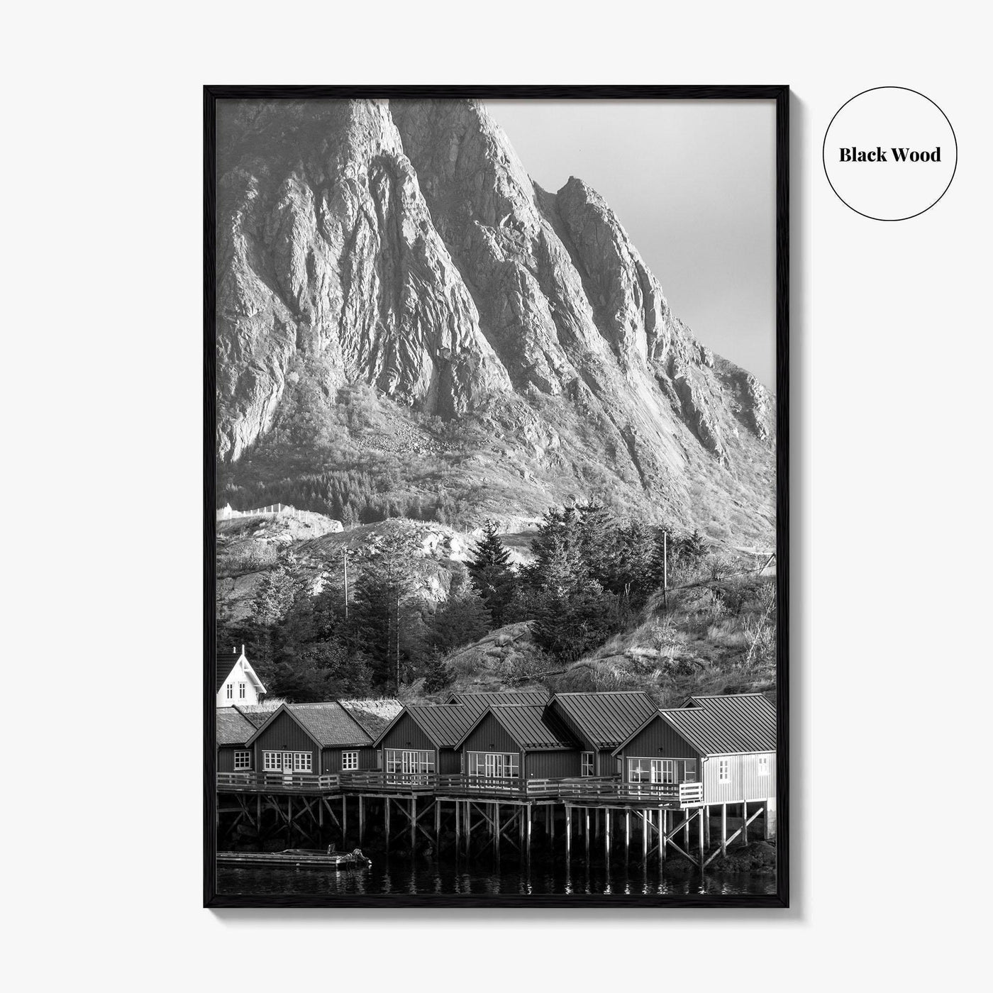 Hamnoy Norway Black and White Fine Art Photo Print, Lofoten Islands, Reine, Moskenes Poster
