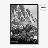 Hamnoy Norway Black and White Fine Art Photo Print, Lofoten Islands, Reine, Moskenes Poster