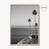 Pismo Beach Black and White Fine Art Photo Print, Shore Cliff Gazebo, California Poster