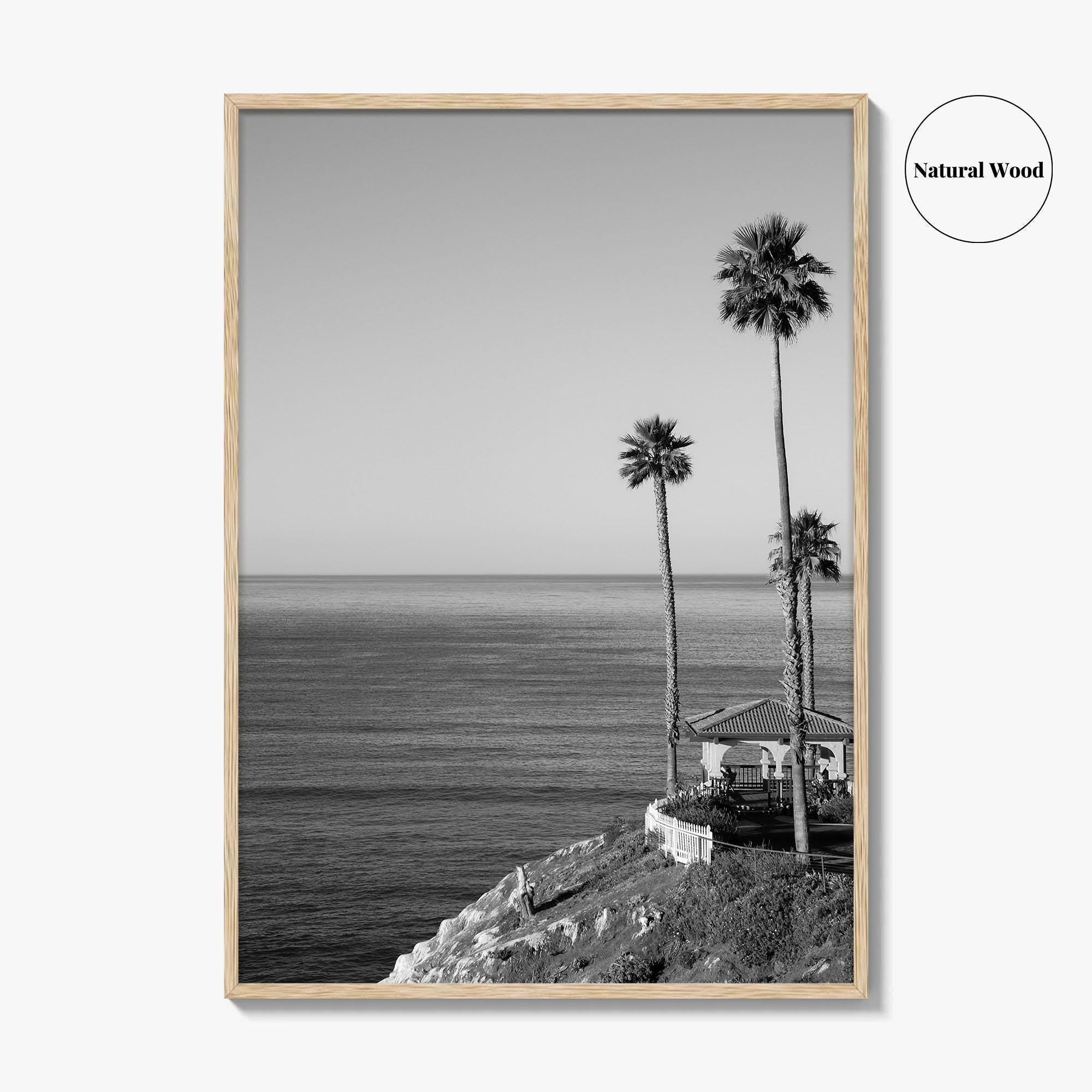 Pismo Beach Black and White Fine Art Photo Print, Shore Cliff Gazebo, California Poster