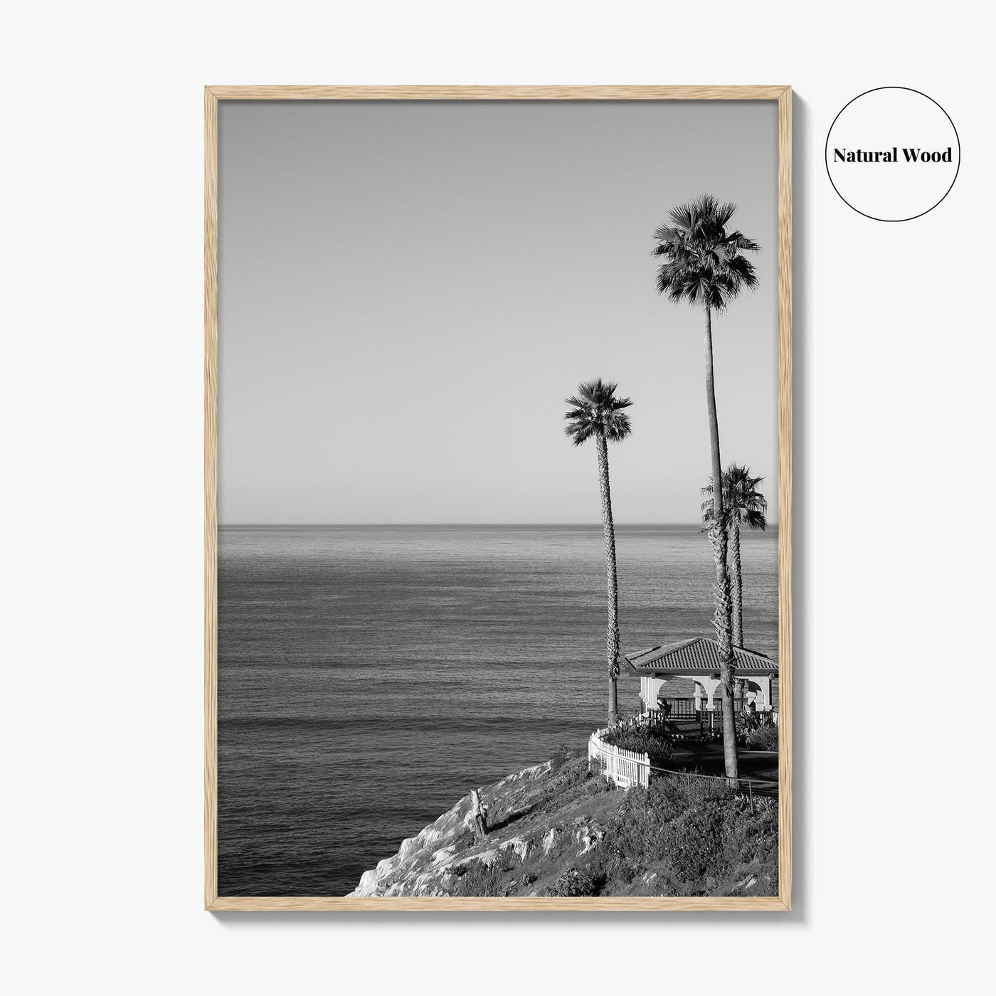 Pismo Beach Black and White Fine Art Photo Print, Shore Cliff Gazebo, California Poster