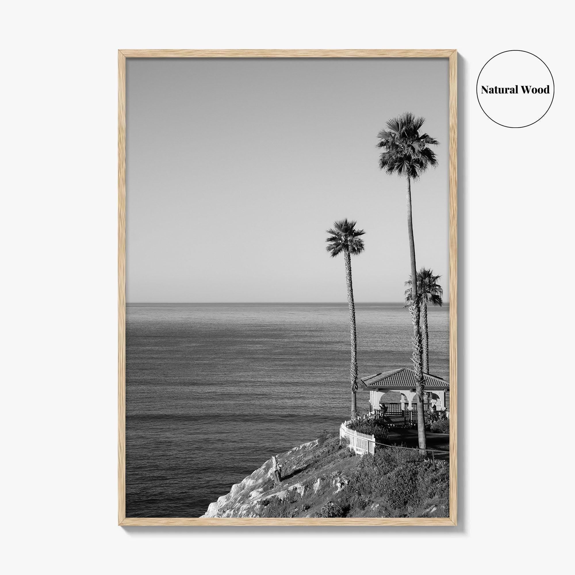 Pismo Beach Black and White Fine Art Photo Print, Shore Cliff Gazebo, California Poster