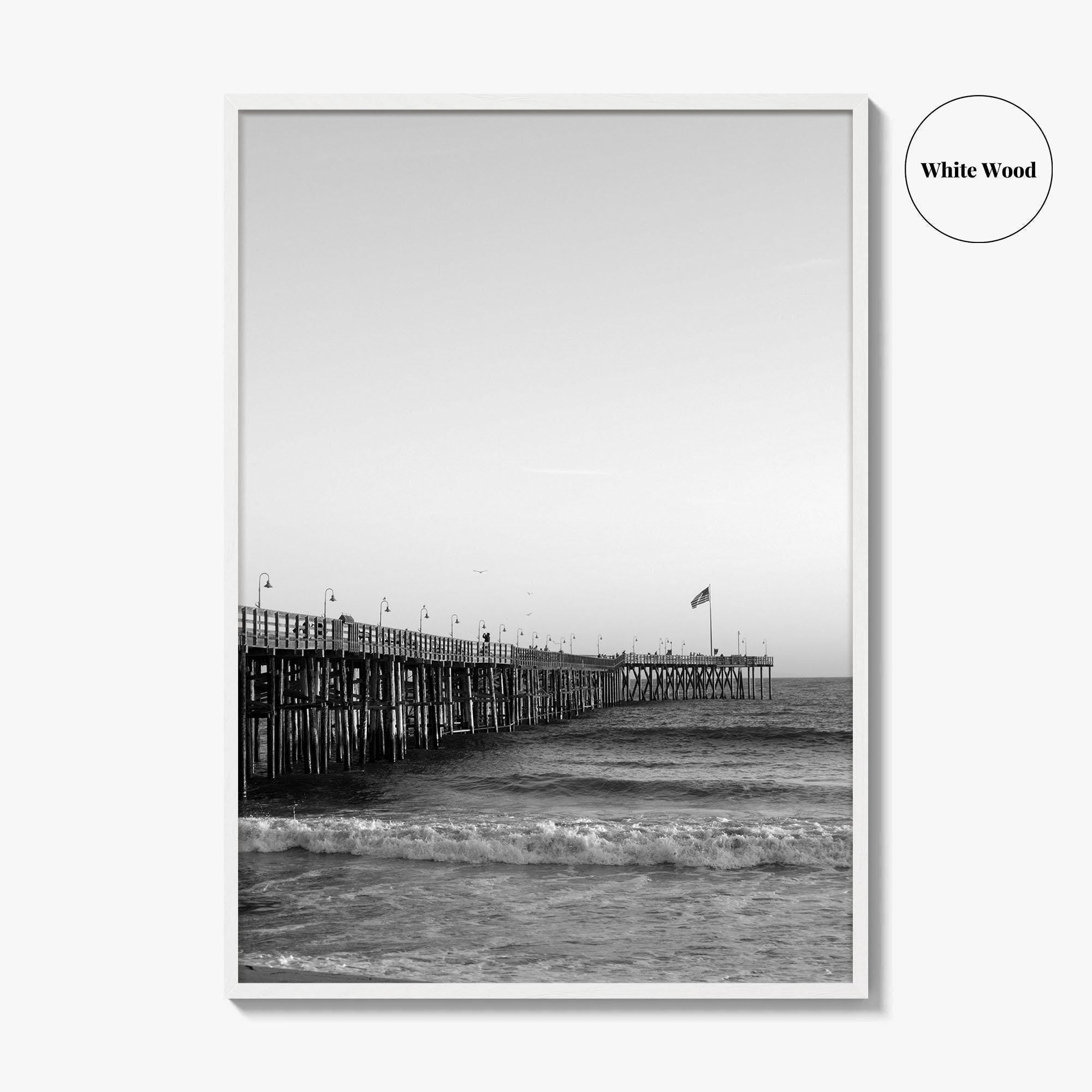 Ventura Black and White Fine Art Photo Print, San Buenaventura, California, USA, Pier, Poster