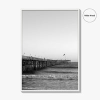 Ventura Black and White Fine Art Photo Print, San Buenaventura, California, USA, Pier, Poster