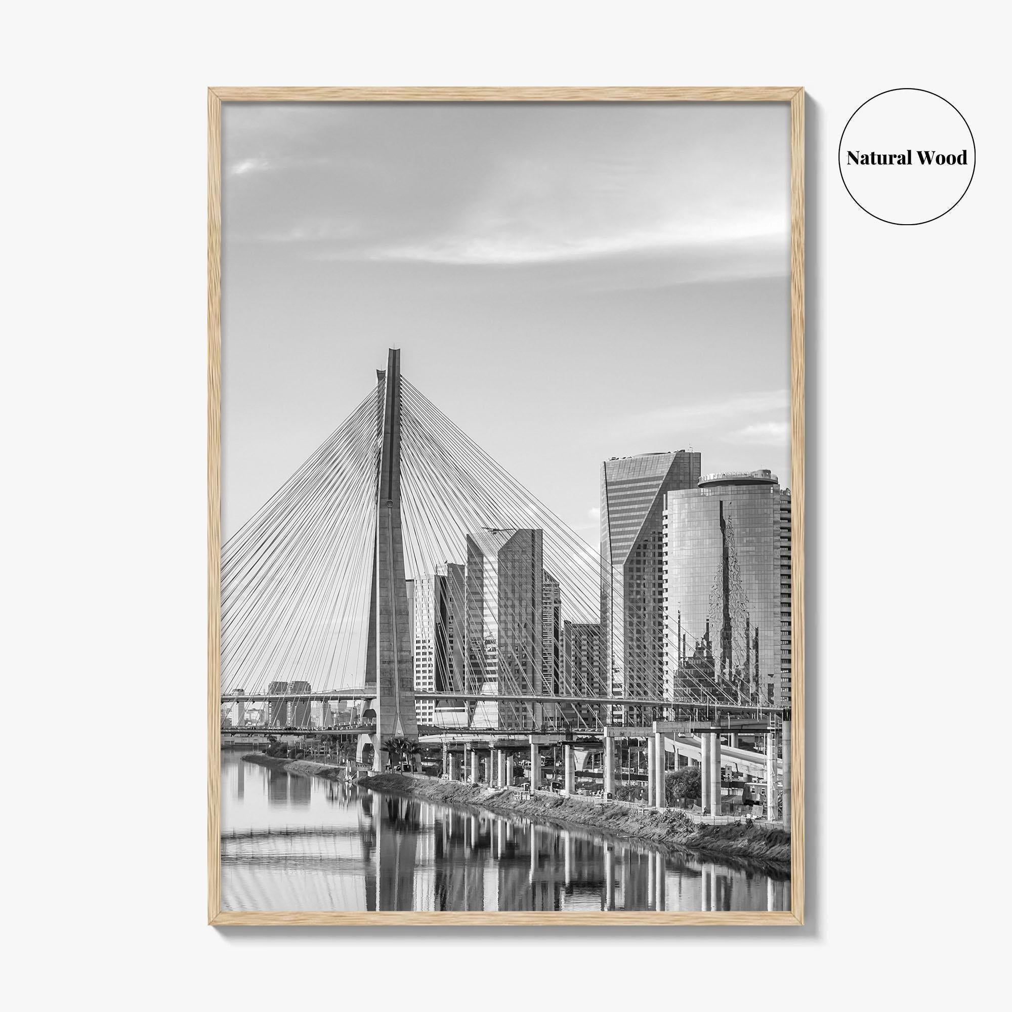 Sao Paulo Black and White Fine Art Photo Print, Octavio Frias Bridge Brazil Poster