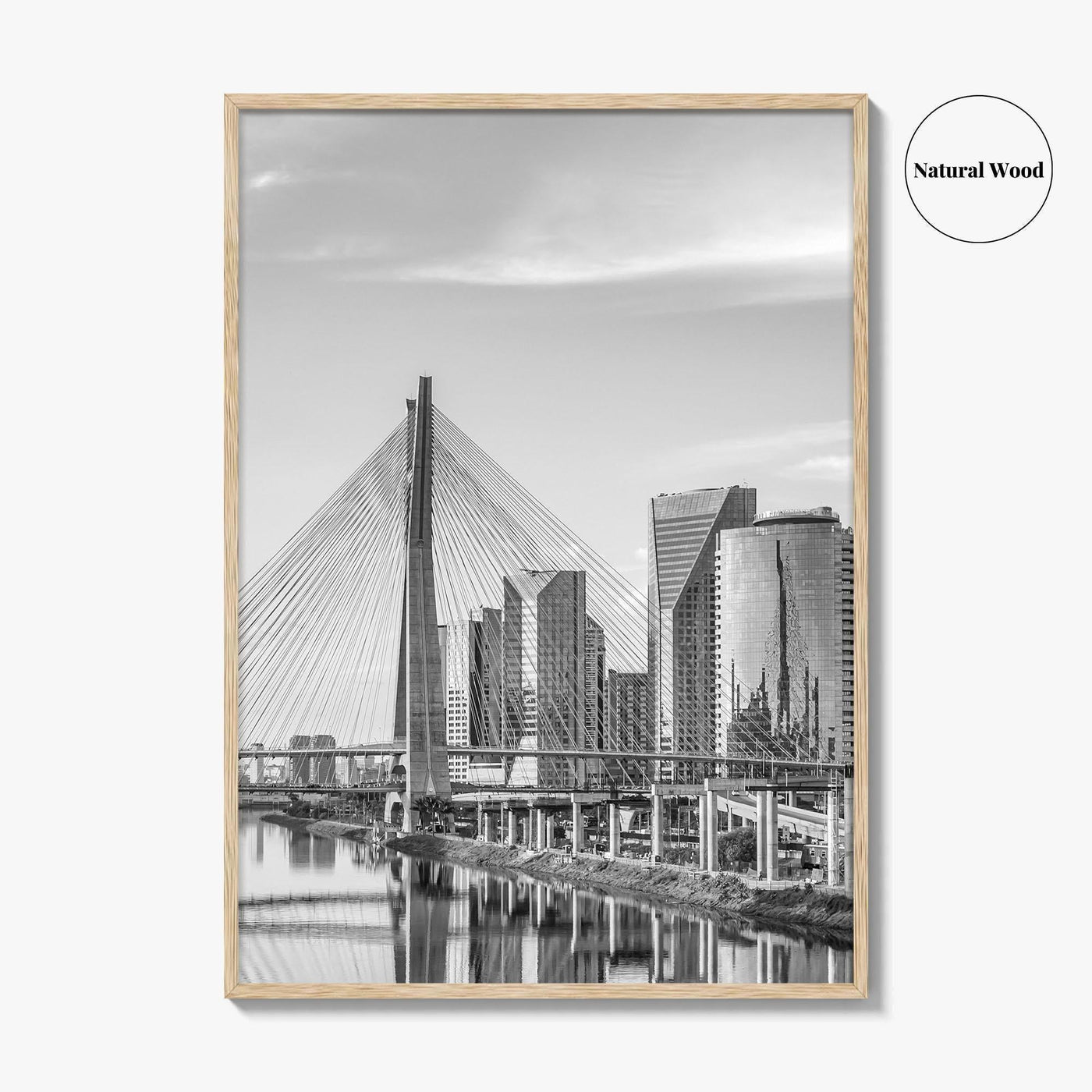 Sao Paulo Black and White Fine Art Photo Print, Octavio Frias Bridge Brazil Poster