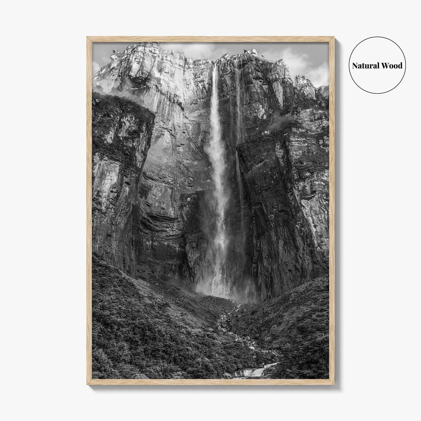 Angel Falls Black and White Fine Art Photo Print, Salto Ángel Venezuela Waterfall Poster