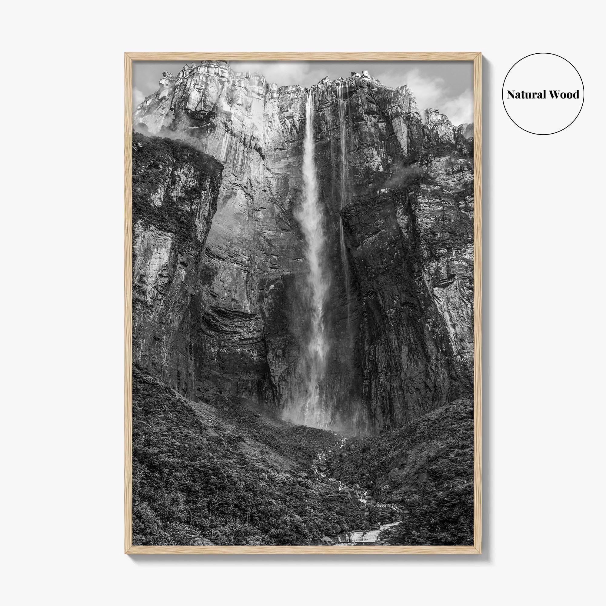 Angel Falls Black and White Fine Art Photo Print, Salto Ángel Venezuela Waterfall Poster