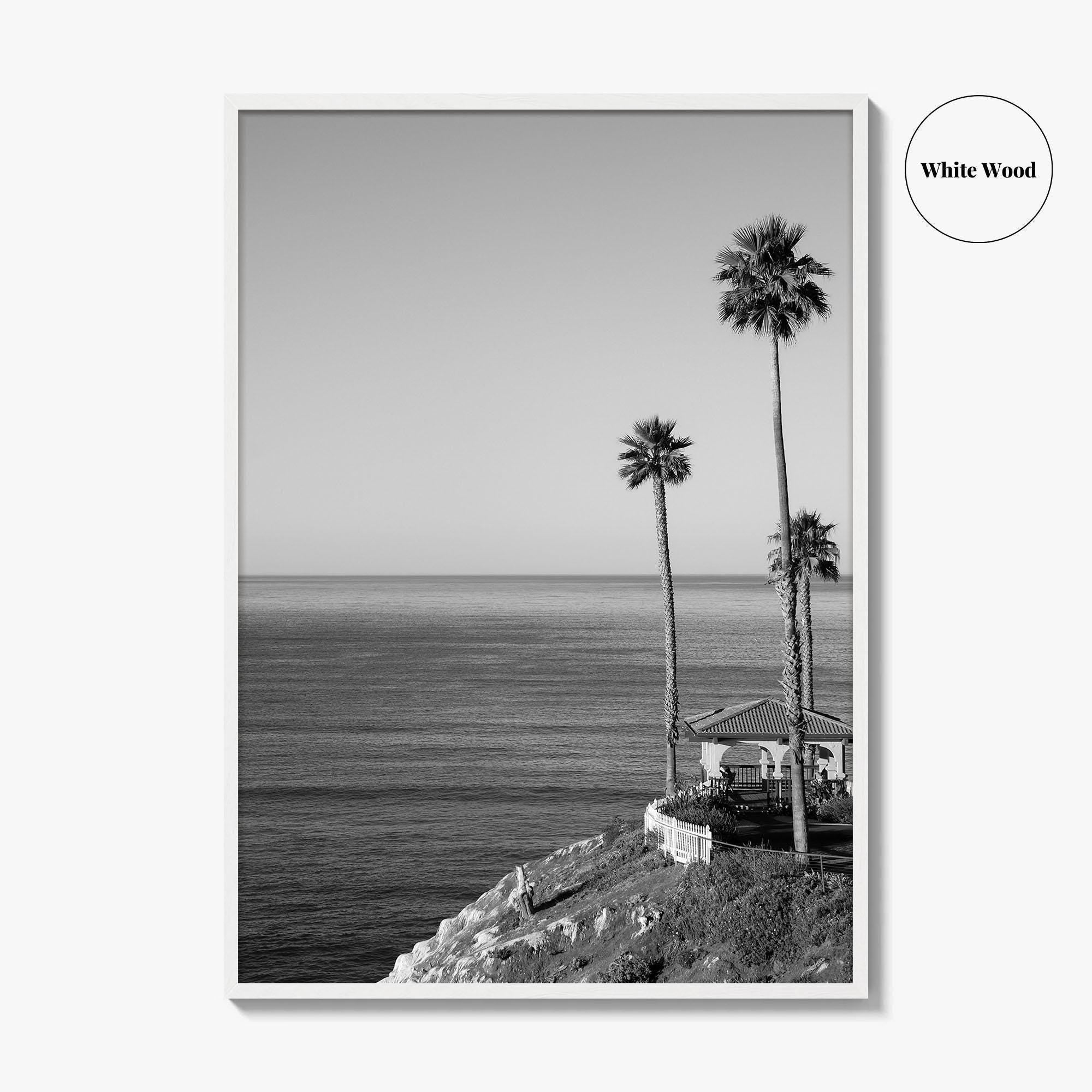 Pismo Beach Black and White Fine Art Photo Print, Shore Cliff Gazebo, California Poster