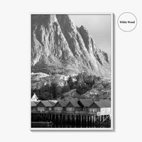 Hamnoy Norway Black and White Fine Art Photo Print, Lofoten Islands, Reine, Moskenes Poster