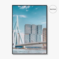Rotterdam Fine Art Photo Print, Netherlands Wall Decor Poster, Erasmusbrug Swan Bridge, Harbor