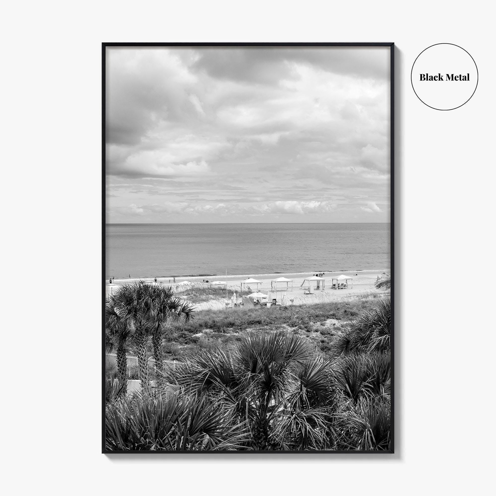Fernandina Beach Black and White Fine Art Photo Print, Amelia Island Florida Coastal Poster