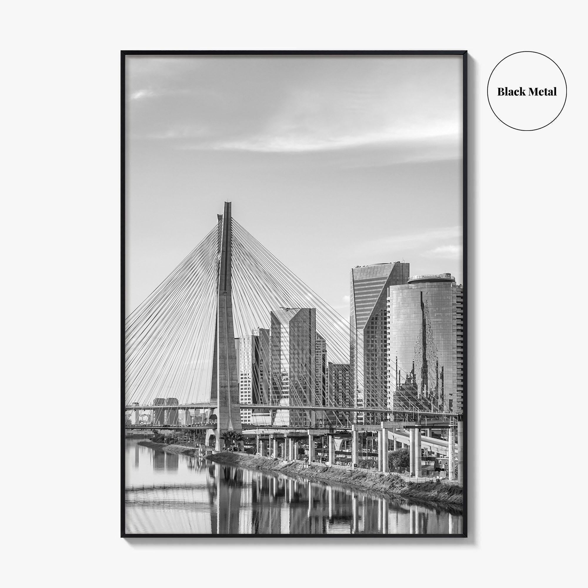 Sao Paulo Black and White Fine Art Photo Print, Octavio Frias Bridge Brazil Poster
