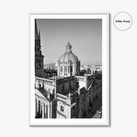 Guadalajara Black and White Fine Art Photo Print, Cathedral, Jalisco Mexico, Wall Poster