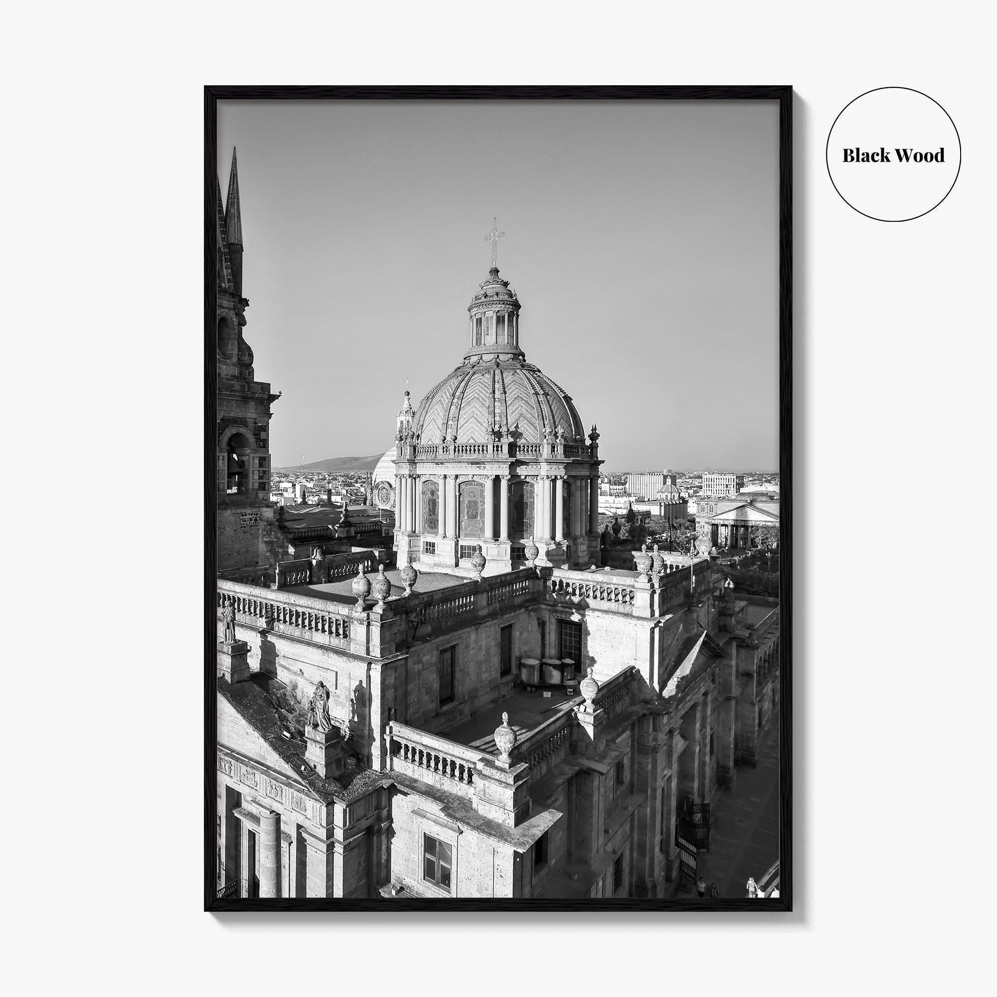 Guadalajara Black and White Fine Art Photo Print, Cathedral, Jalisco Mexico, Wall Poster