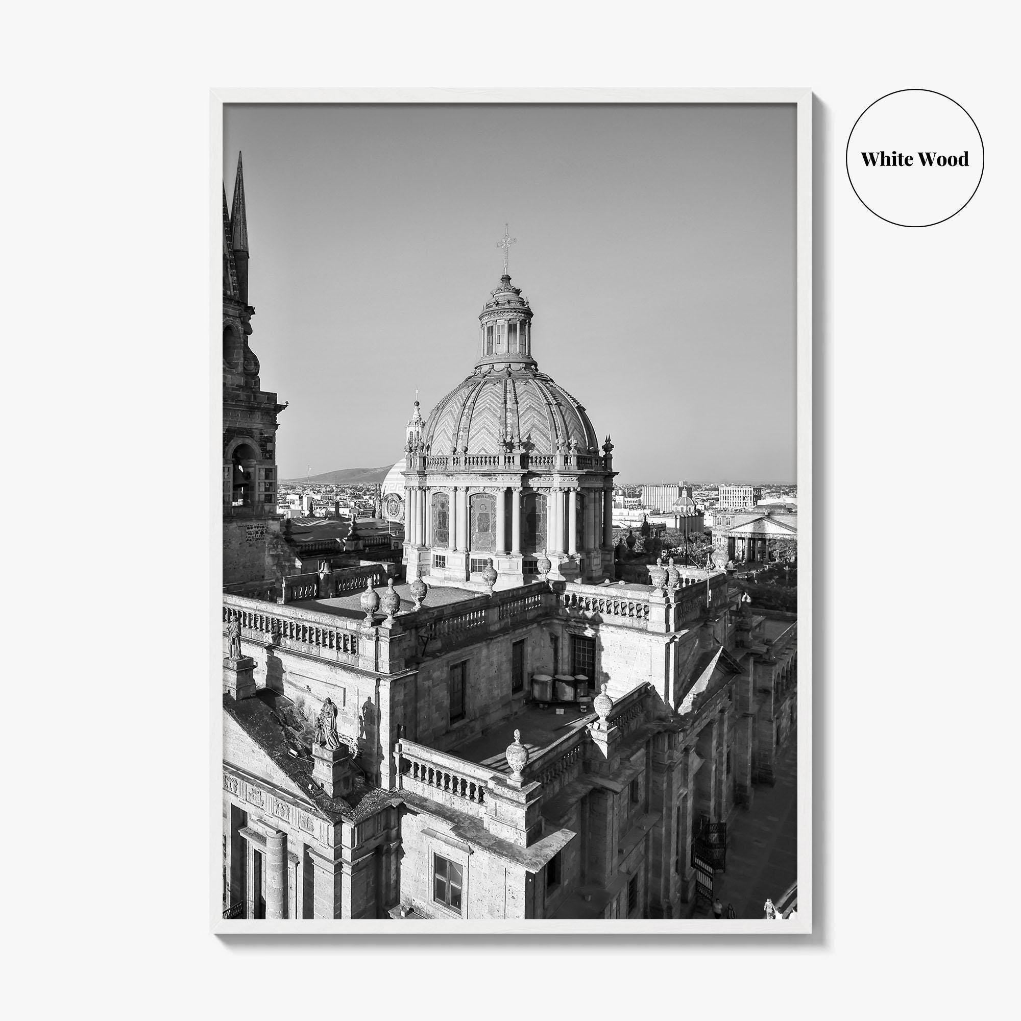 Guadalajara Black and White Fine Art Photo Print, Cathedral, Jalisco Mexico, Wall Poster