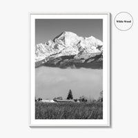 Mount Baker Black and White Fine Art Photo Print, North Cascades Washington Poster