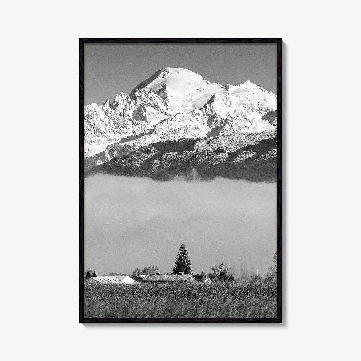 Mount Baker Black and White Fine Art Photo Print, North Cascades Washington Poster