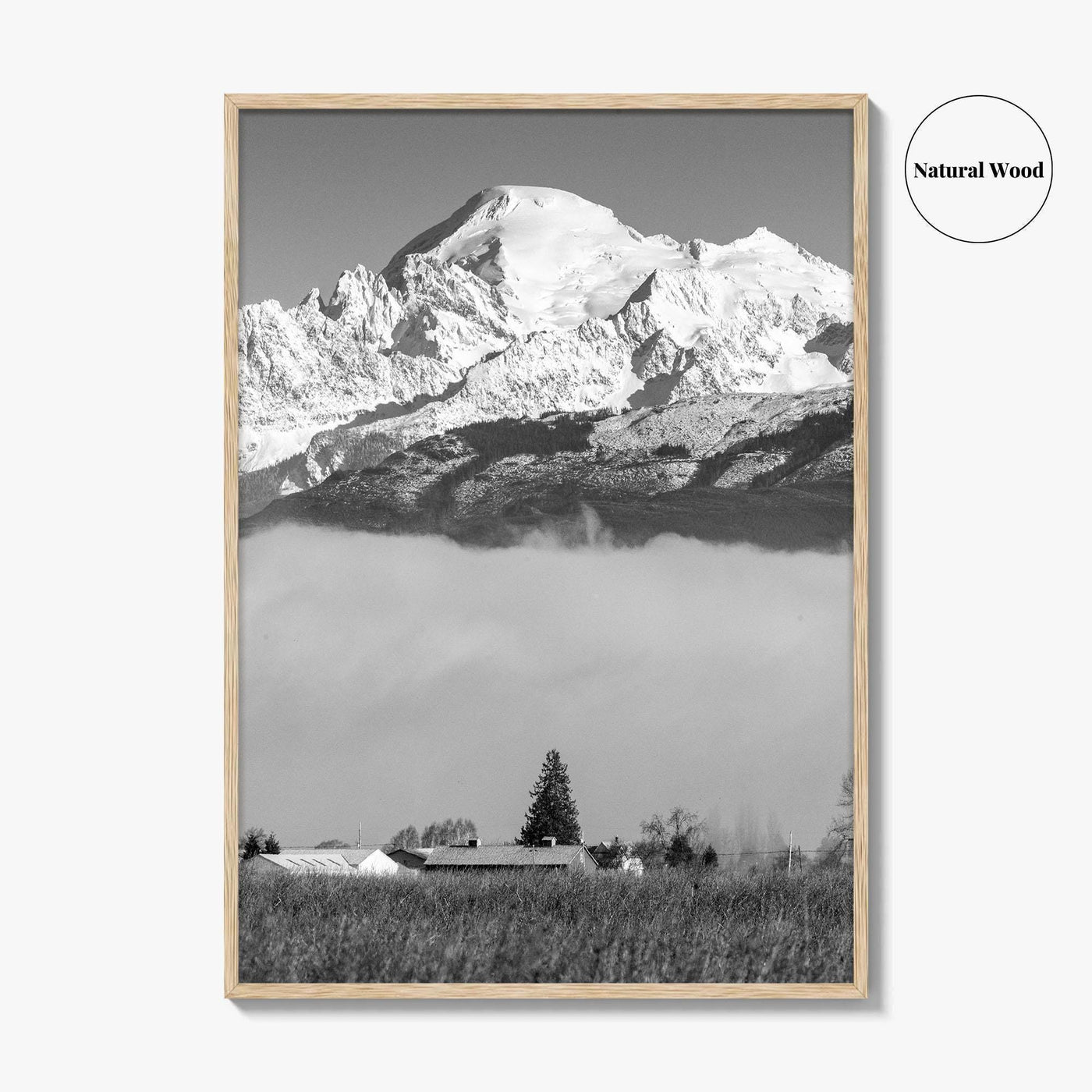 Mount Baker Black and White Fine Art Photo Print, North Cascades Washington Poster